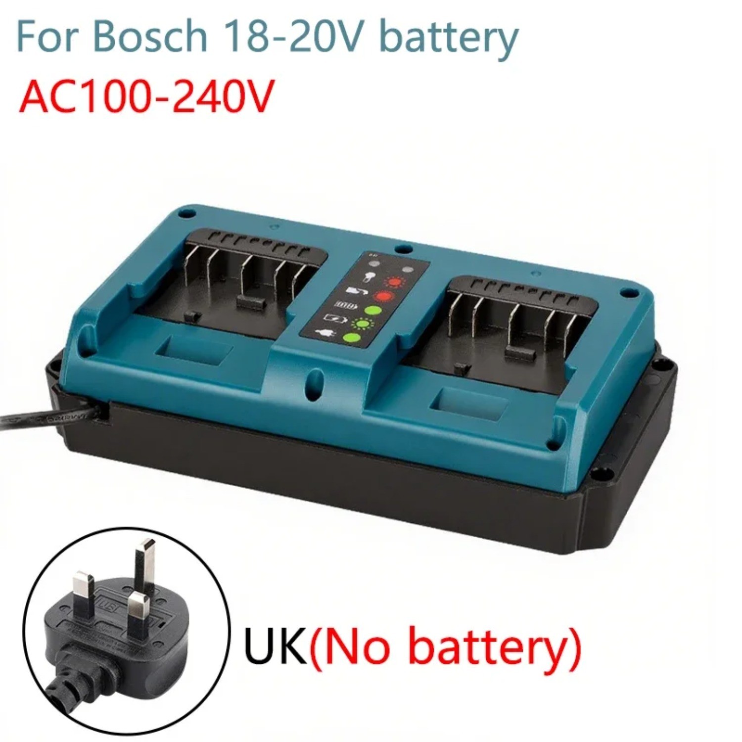 90W Fast Charger for Bosch 18V GBA Battery Dual Port Charger With LED BAT612