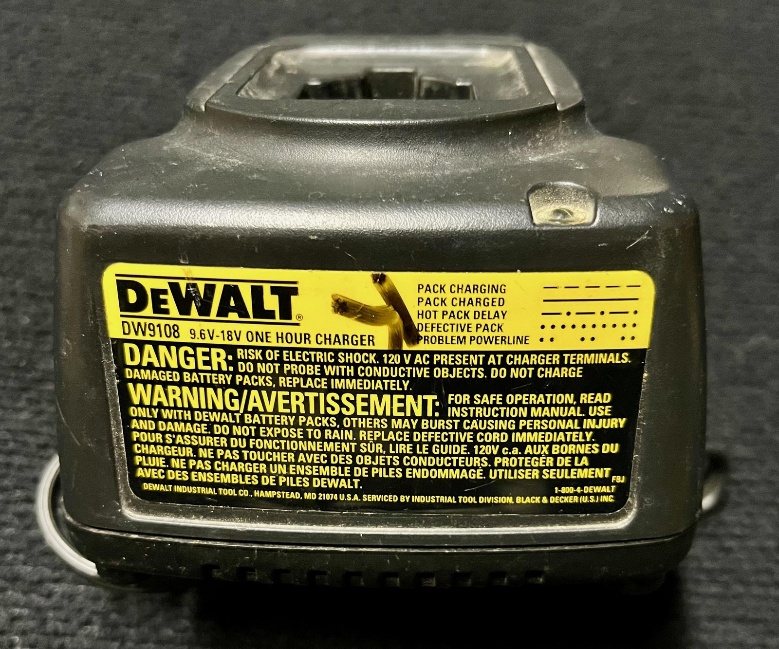 DEWALT DW9108 One Hour Battery Charger 9.6V-18V 120V AC Corded Power Tool Black