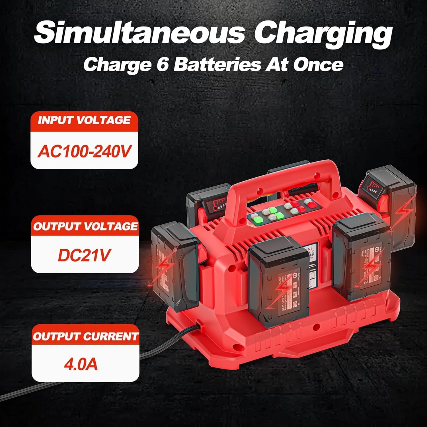 NEW! 6 Port Simultaneous Rapid Charger Replacement for Milwaukee 18V Batteries