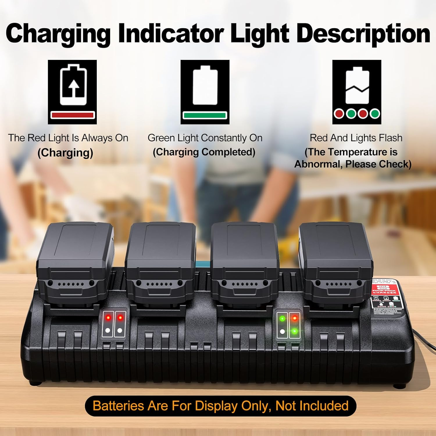 Rapid Multi Super Charger Station 4 Port for Milwaukee M18 18V Battery, Wall Mou