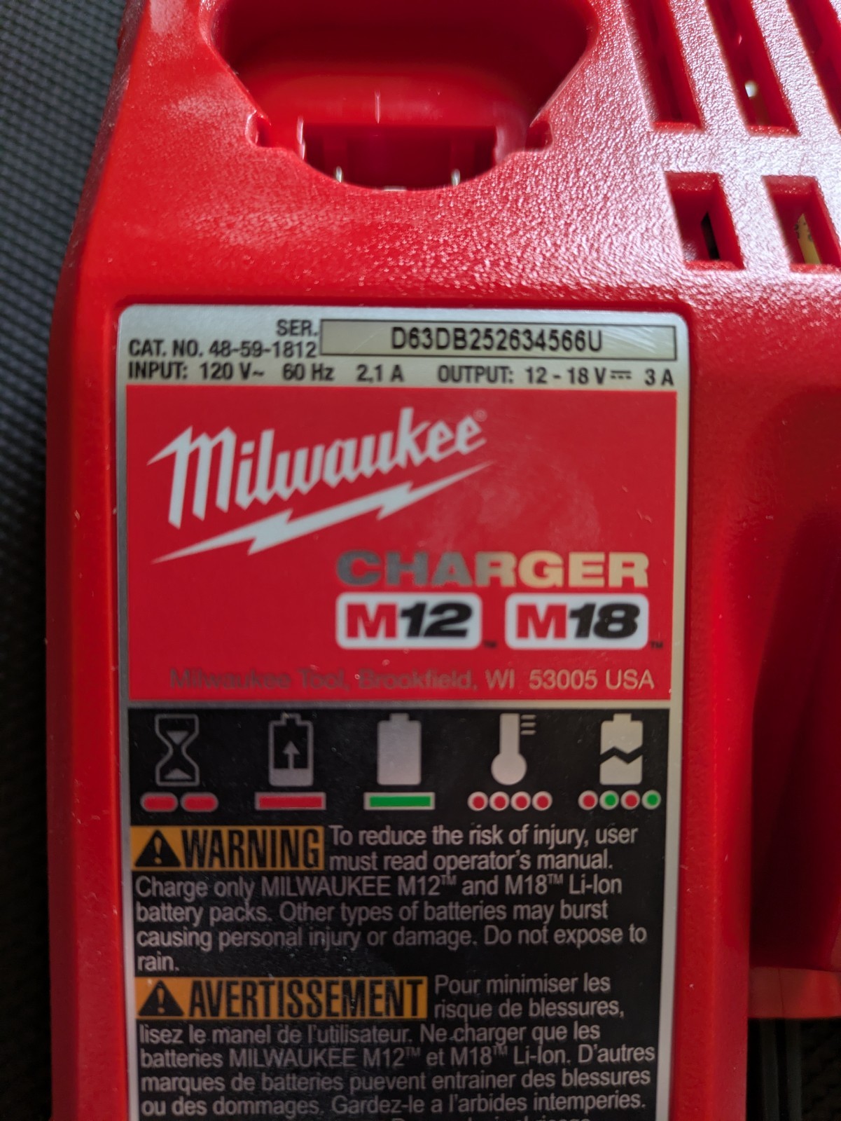 New Milwaukee M12-M16 Charger 48-59-1812