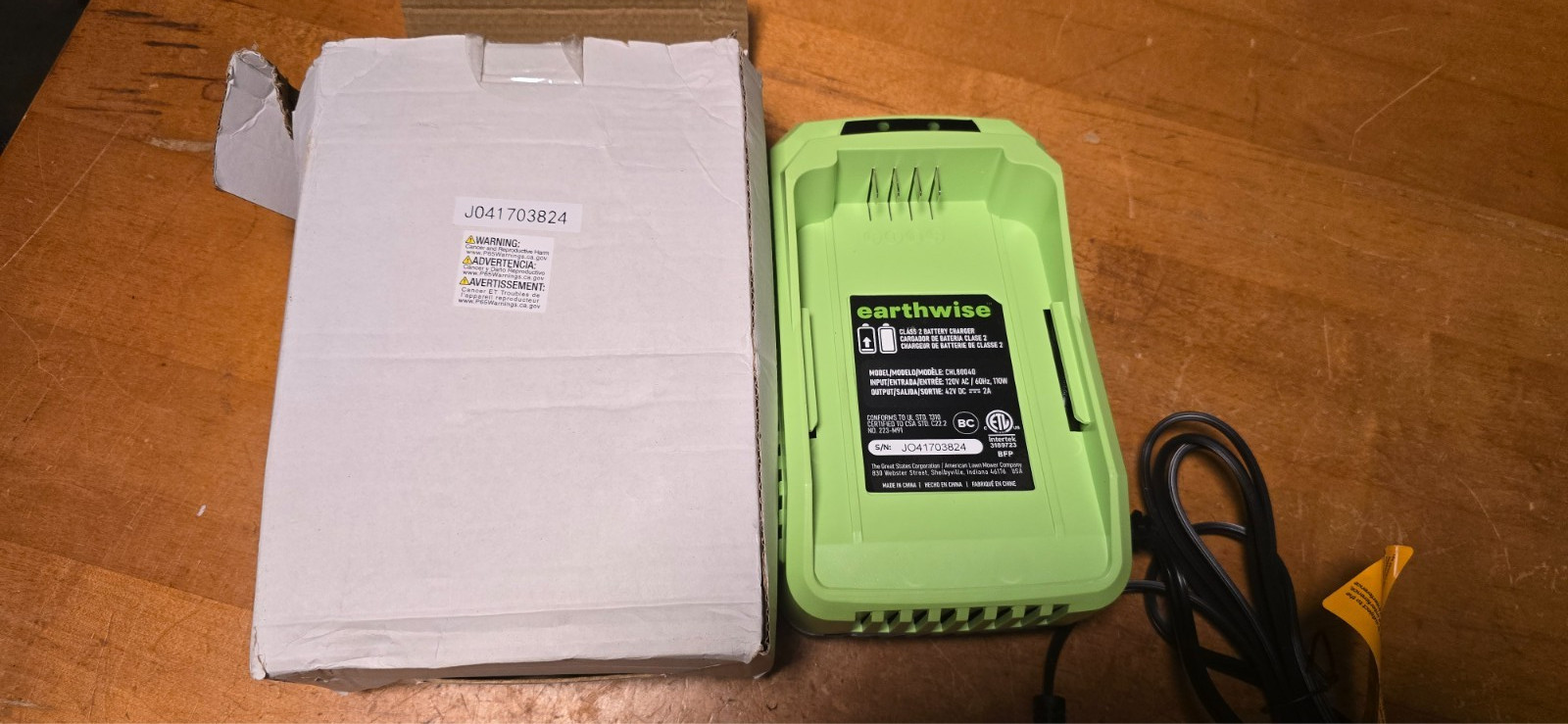 Earthwise CHL80040 42V 2A Battery Charger