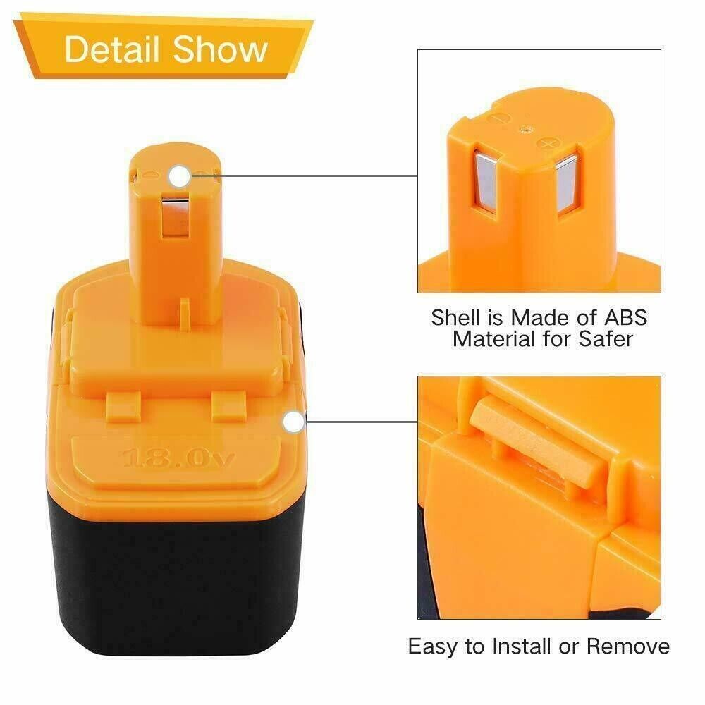 1-2Pack Replace for Ryobi Battery/Charger 18V PLUS 4.8Ah NIMH P100 13022 ABP1801
