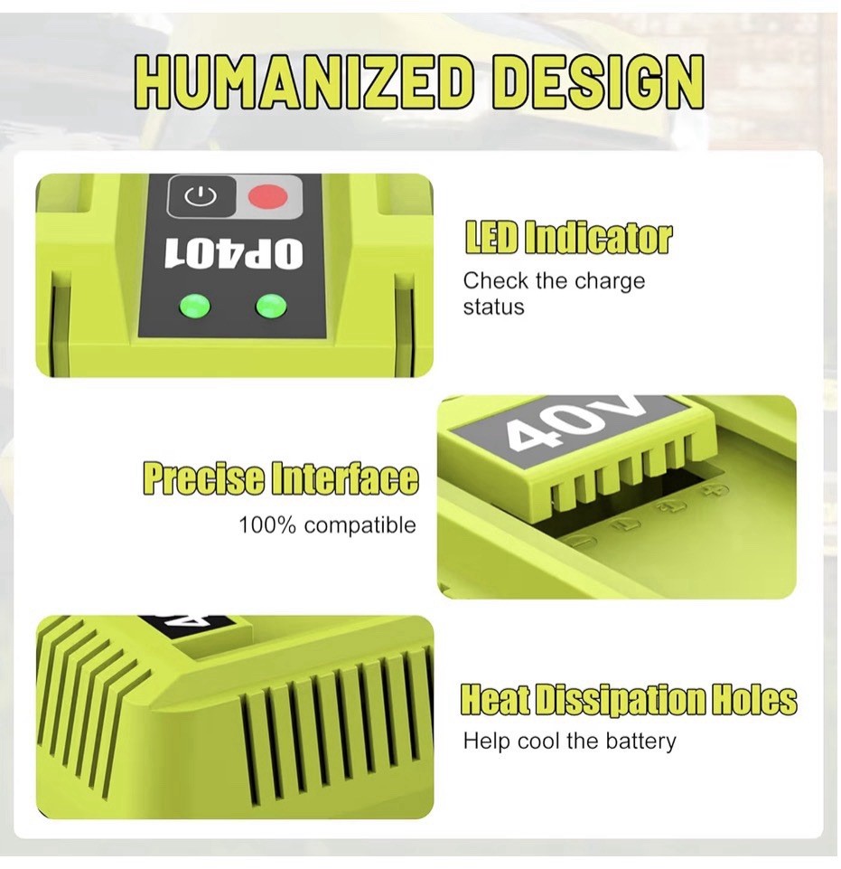 40V Dual Port OP401 Charger for Ryobi OP4040 OP4026 OP40601 Rapid Charger
