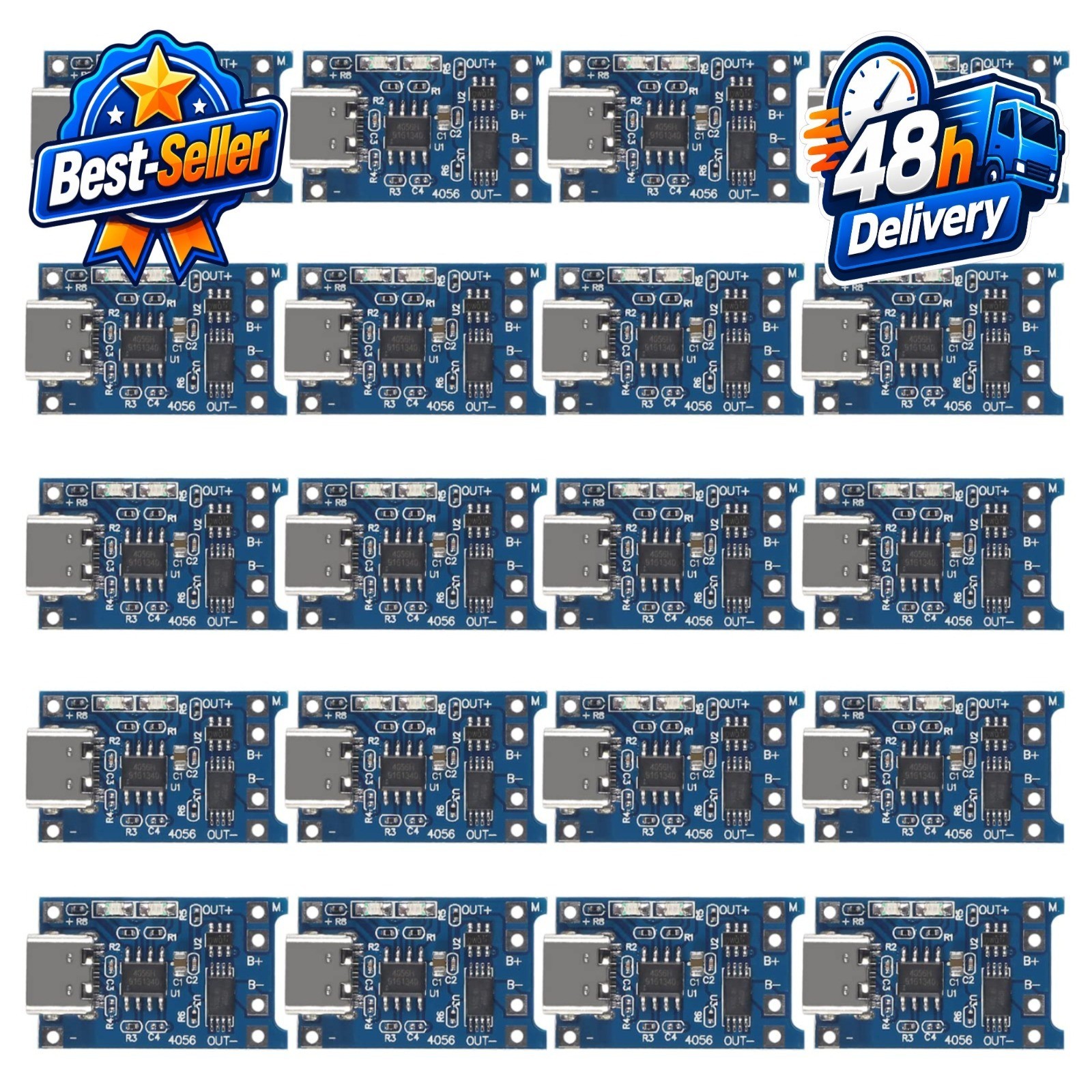 AEDIKO 20pcs TP4056 Type-C USB Lithium Battery Charger Module 5V 1A