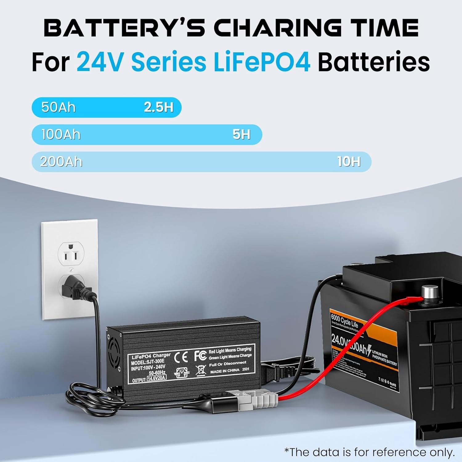 Versatile 20A Lithium Battery Charger with M8 & Anderson Connectors for Easy Use