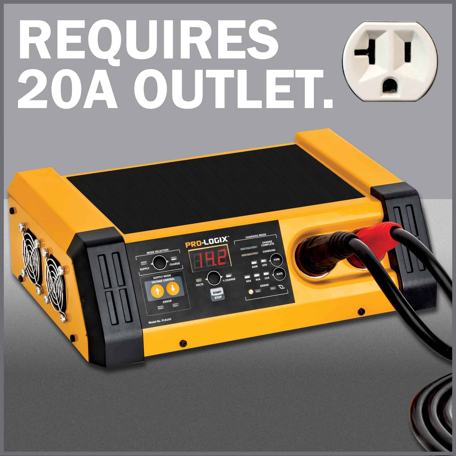 Solar PL6100 Pro-Logix 12 Volt 60/40/10 Amp Charger 100Amp Flashing Power Supply
