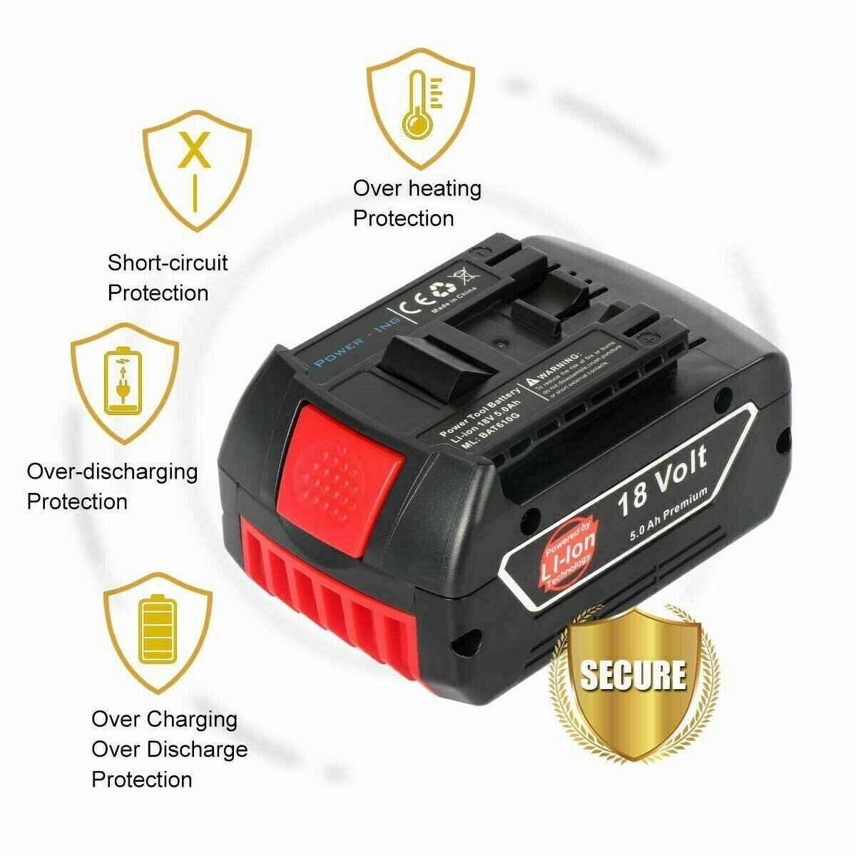 BAT609 For BOSCH 18V High Performance BAT618 Battery CORE 18 Volt 5.0 Ah Li-ion
