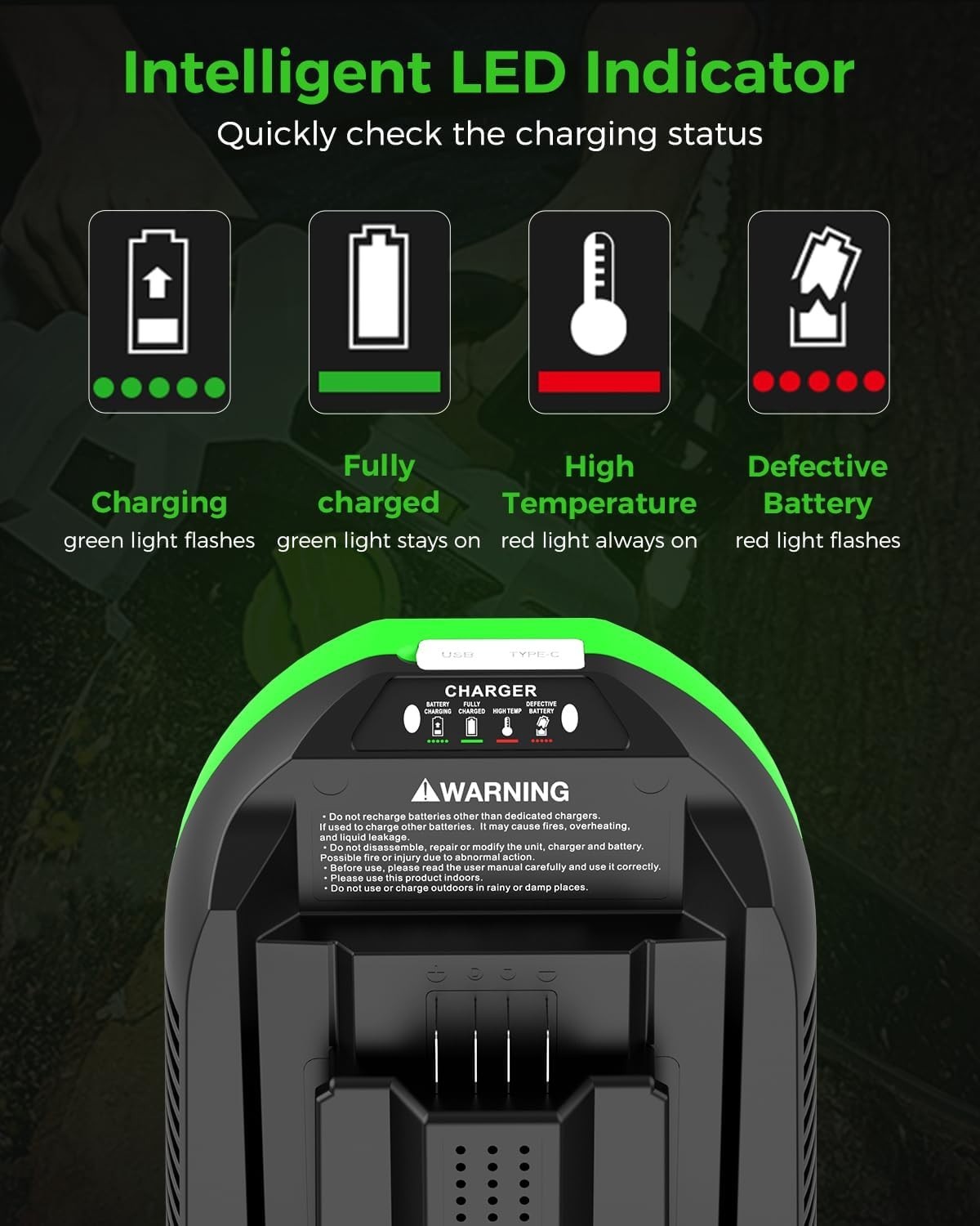High-Performance EGO 56V Battery Charger Replacement with Type-C & USB Options