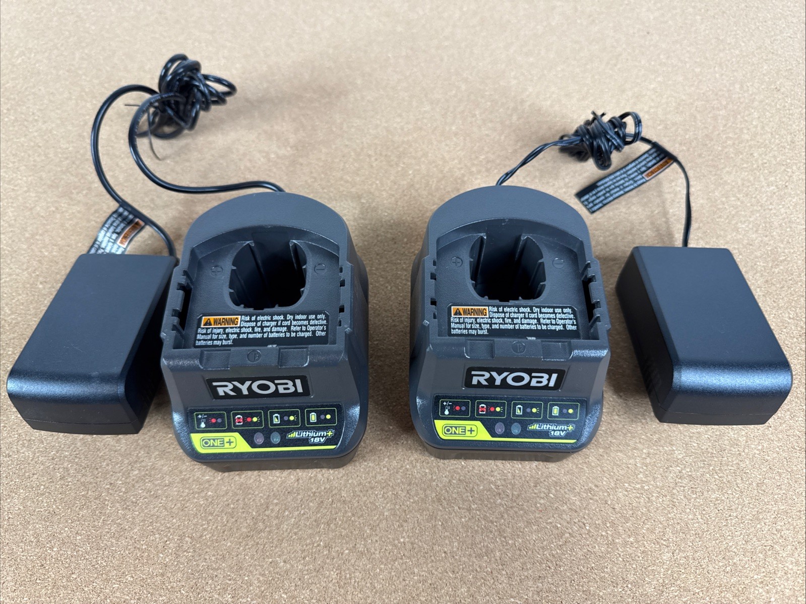 lot of 2 Ryobi 18V ONE+ P118B Lithium-Ion Battery Chargers