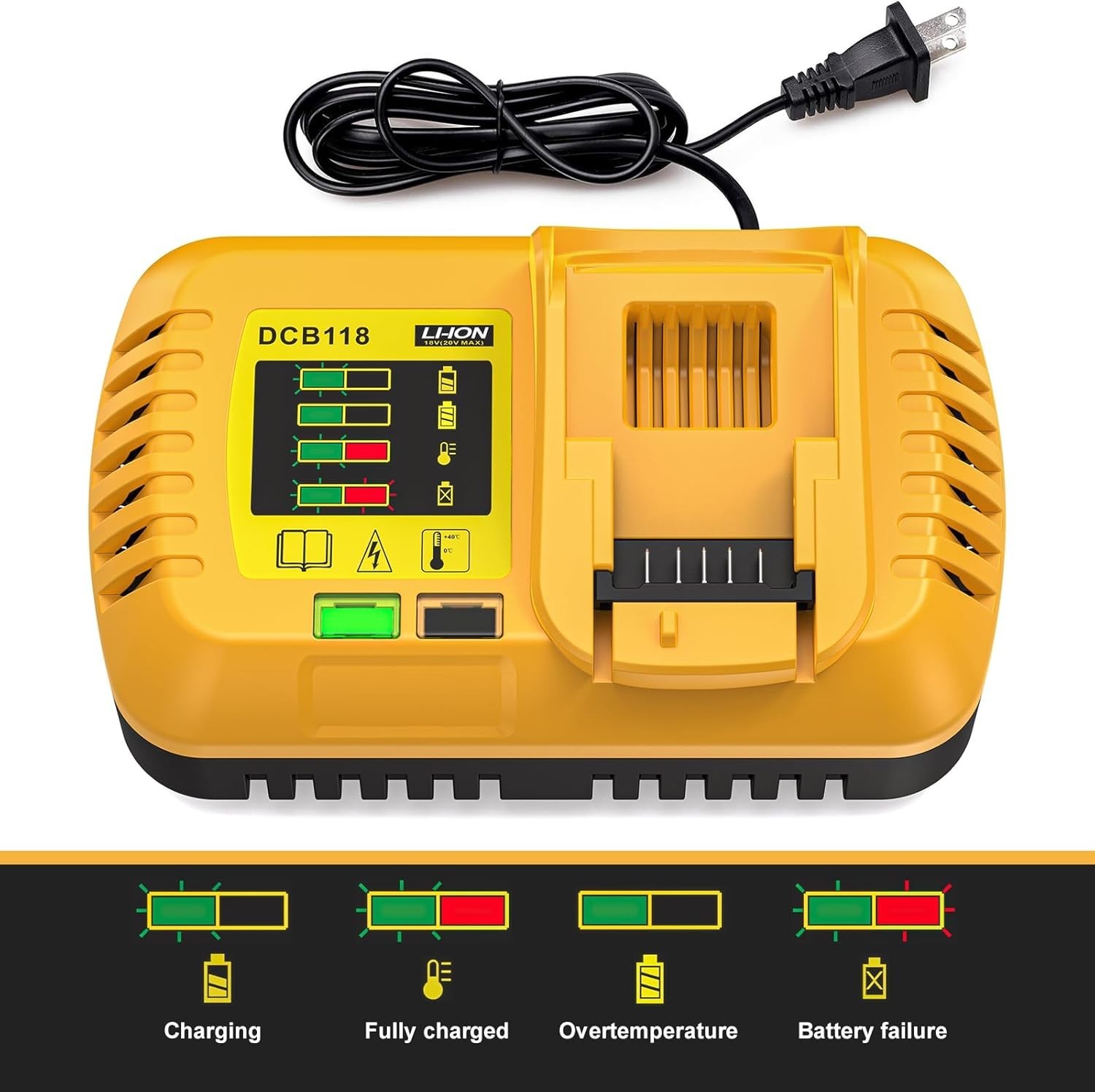 DCB118 Fast Charge For Dewalt 20V/60V Max Lithium-ion Battery Rapid Chargers