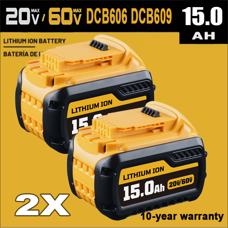 2Pack 15.0Ah FOR DEWALT DCB609 20V/60V MAX FLEXVOLT Lithium-Ion Battery DCB606