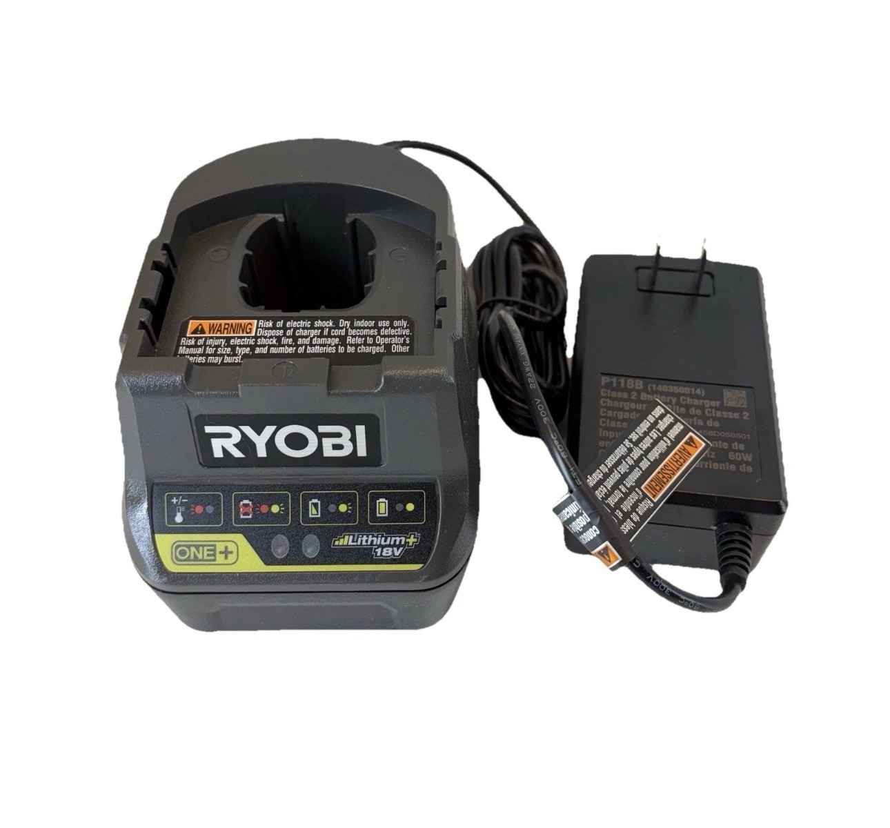 Ryobi One+ 18V Lithium Ion Battery Charger Genuine OEM Model P118B