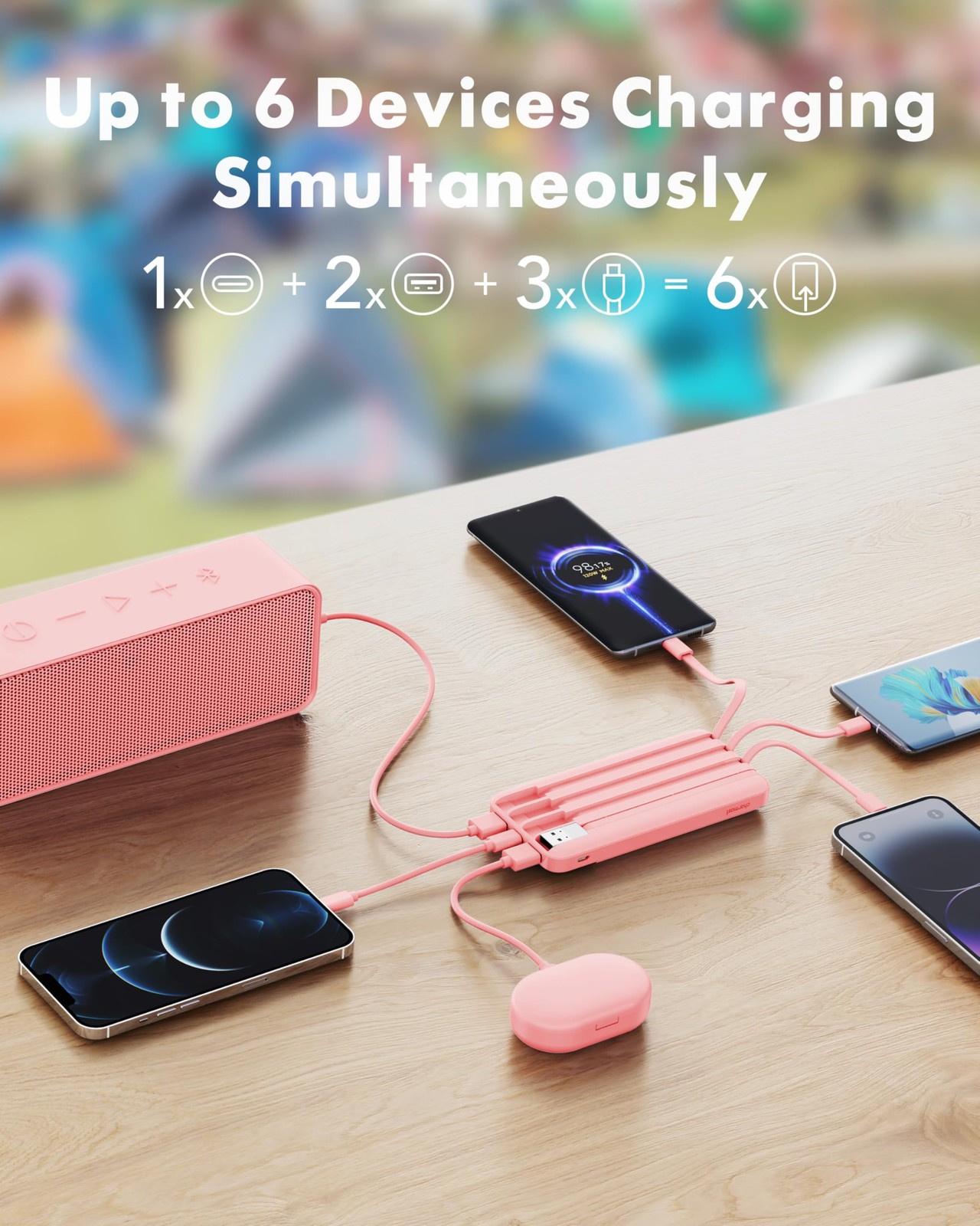 Charmast Portable Charger Built In Cables Power Bank Cords Wires Slim 10000Mah