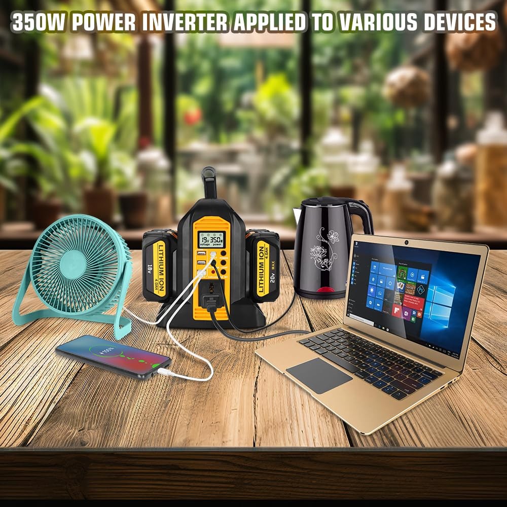 Choerinton 350W Power Inverter Dewalt 20V 60V Battery 4-Ports Dc 20V Ac