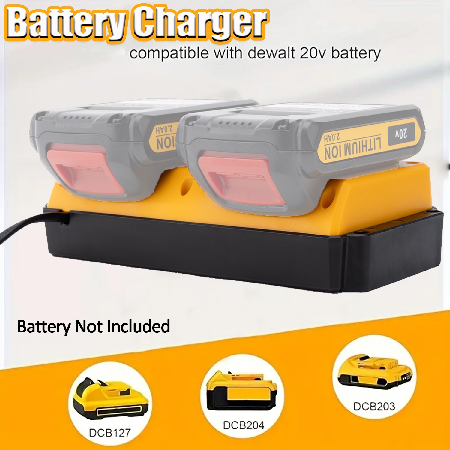 2 Port Charger Compatible with Dewalt 20V Lithium-Ion Batteries Dual Charging