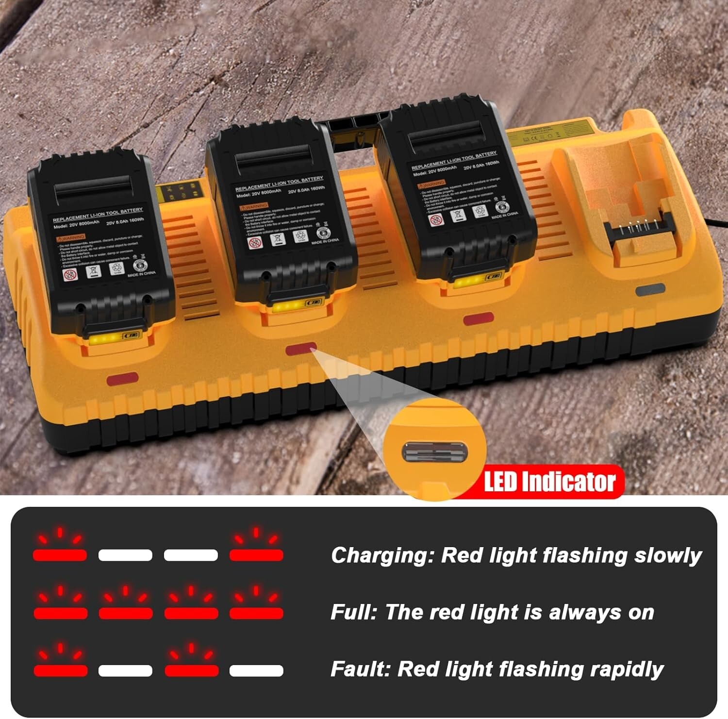 4 Port Multi Battery Charger DCB104 Replacement for Dewalt 12V 20V Max Battery