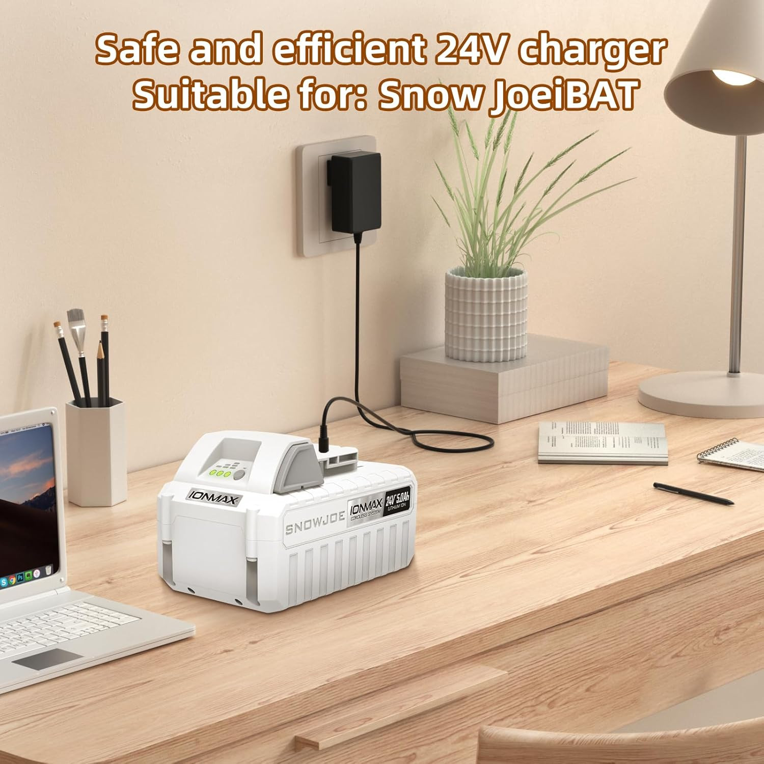 24V Quick Charger Compatible with Snow Joe&Sun Joe 24V Lithium Ion Battery