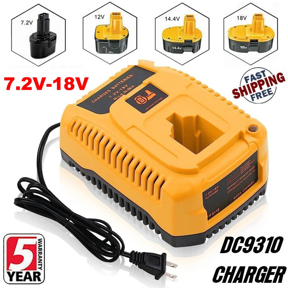 DC9310 Fast Battery Charger for Dewalt DC9096 7.2V-18V XRP Ni-Cd/ Ni-Mh DC9098