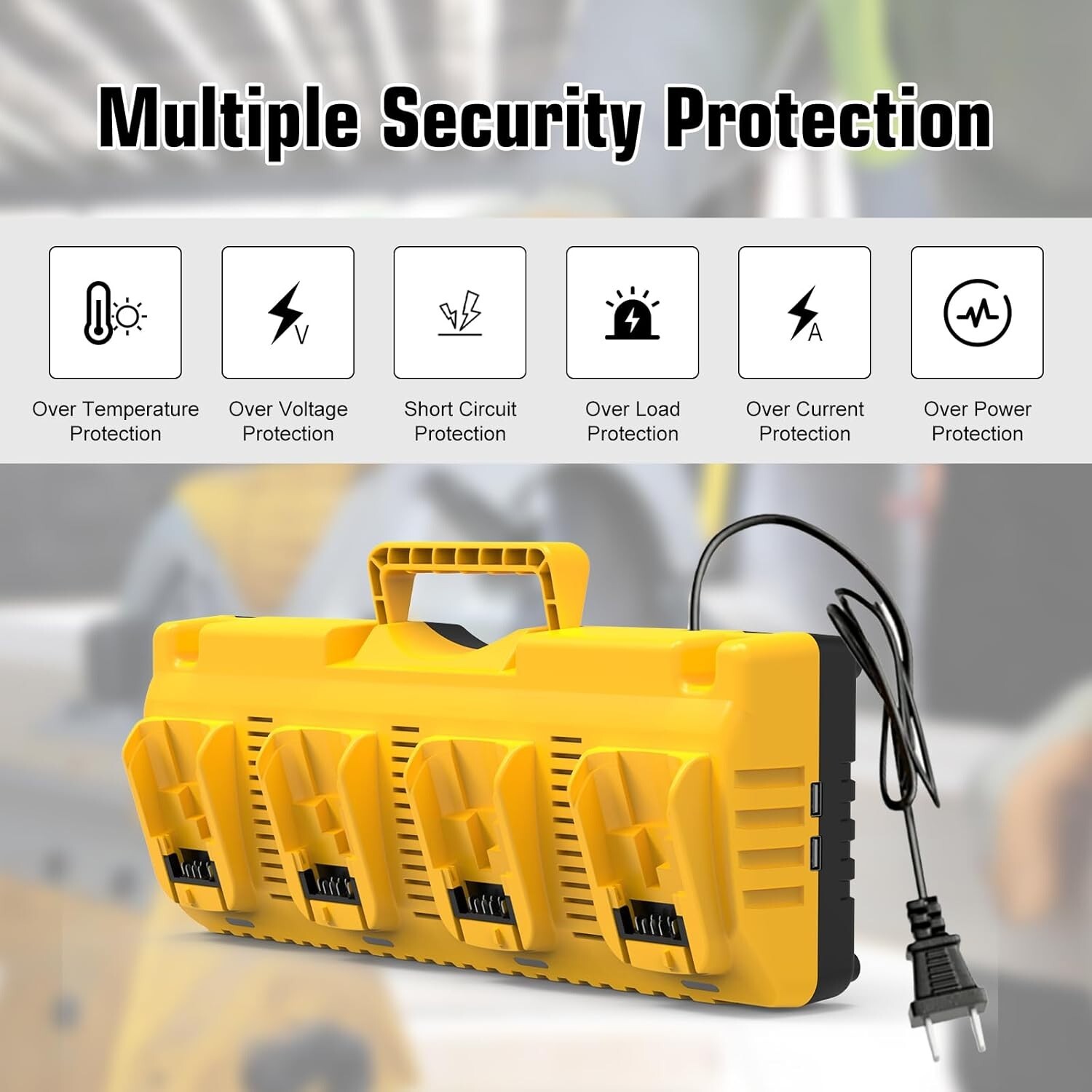 4 Port Multi Battery Charger DCB104 Replacement for Dewalt 12V 20V Max Battery