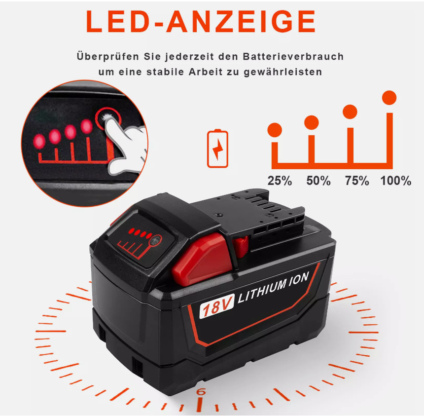 Battery For Milwaukee for M18 18V 5.5AH Extended Lithium 48-11-1890