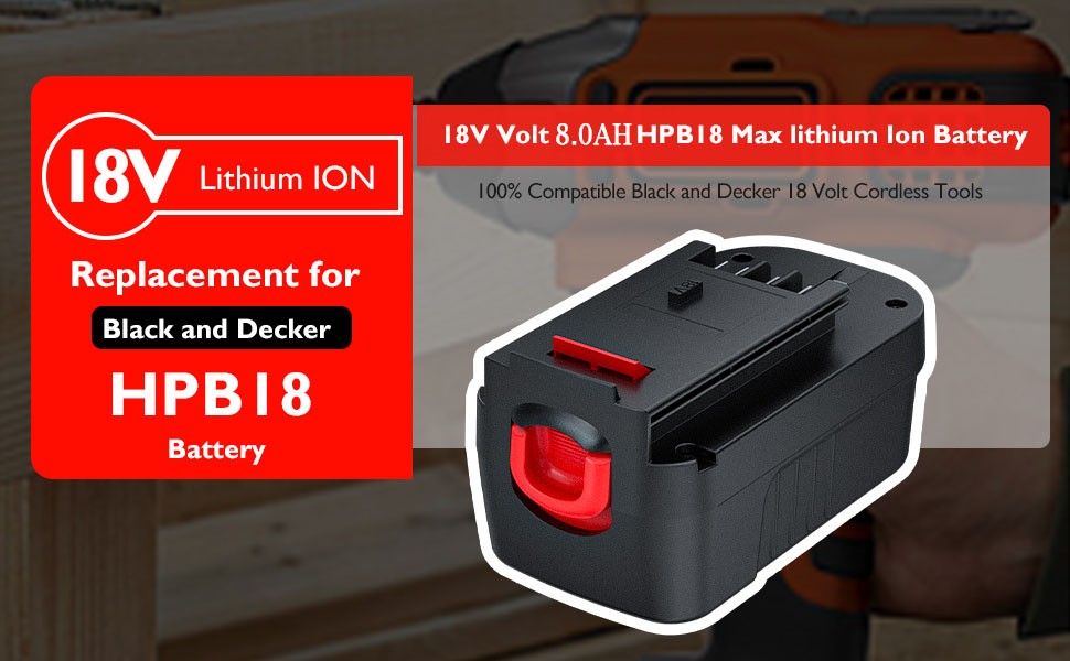 1/6Pack 18V for Black and Decker HPB18 18Volt Battery 8Ah HPB18-OPE 244760-00A