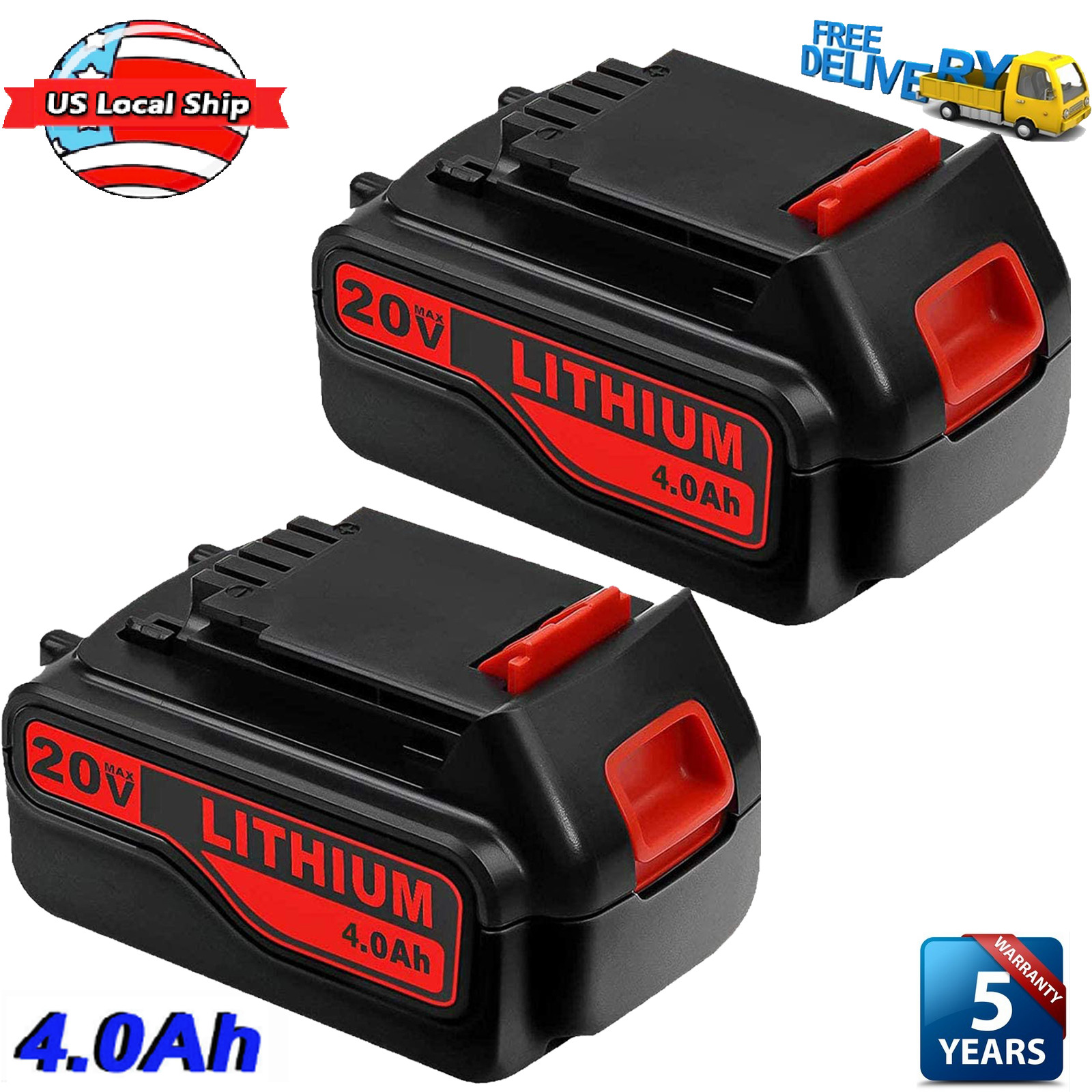 2 Pack For Black & Decker 20V Lithium MAX Battery 20Volt Li-Ion LBXR20 LBXR2020
