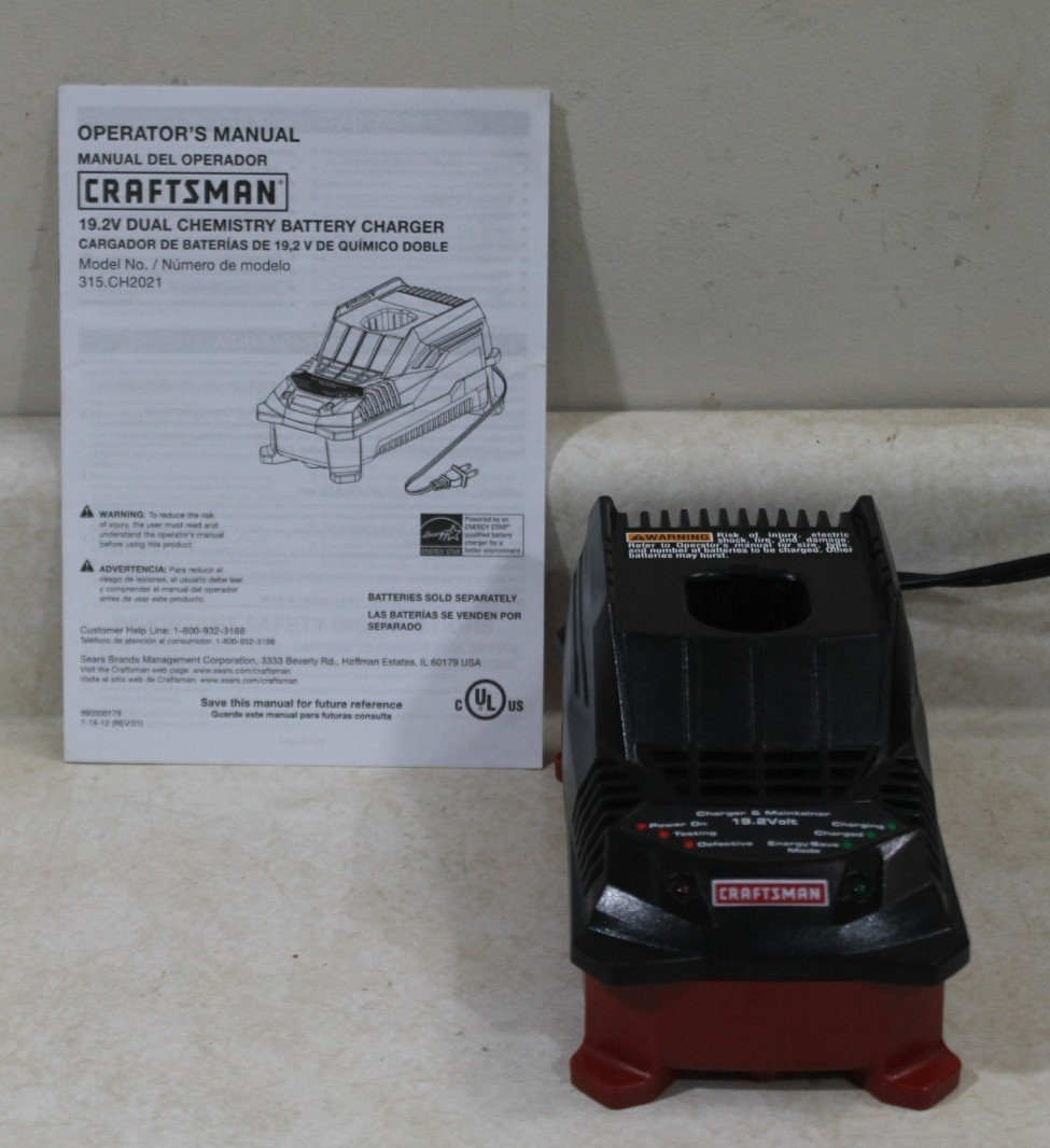 TESTED Craftsman C3 19.2v Dual Chemistry Battery Charger EXCELLENT 315.CH2021