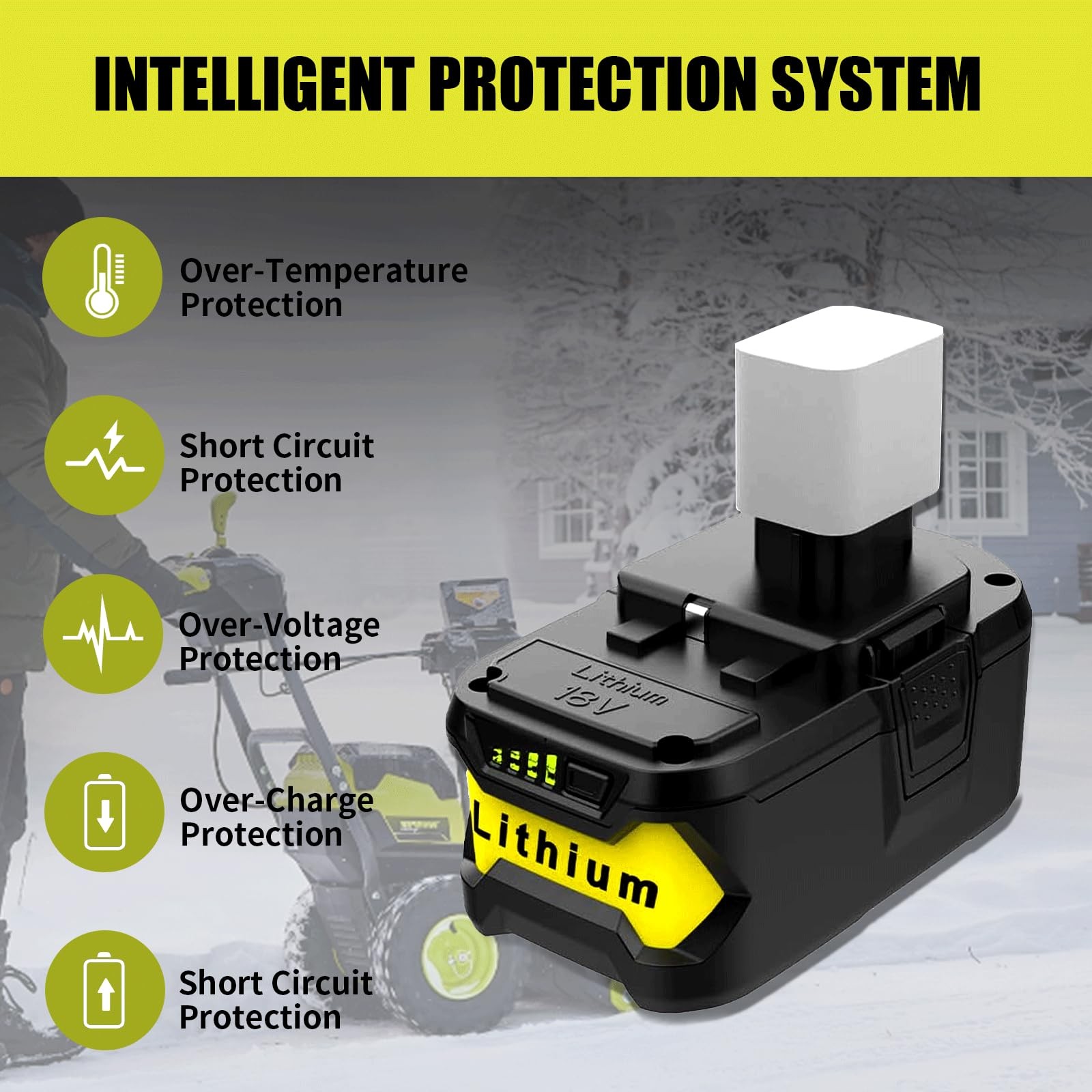 2Pack Replacement for Ryobi 18V Battery P108 P104 P105 P102 P103 P122 yellow