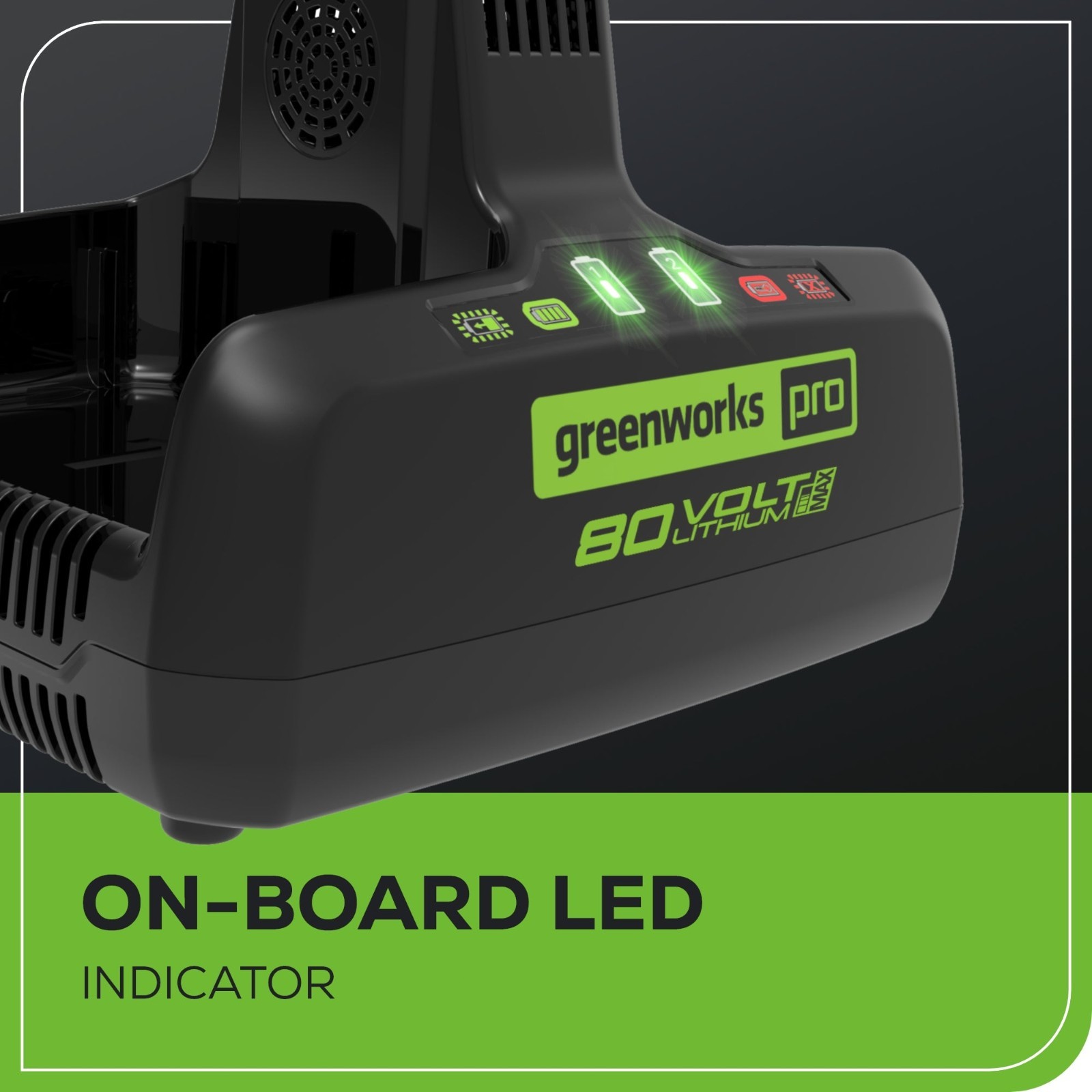 Greenworks 80V Dual Port Rapid Charger CAB812 (Genuine, Direct from Greenworks)