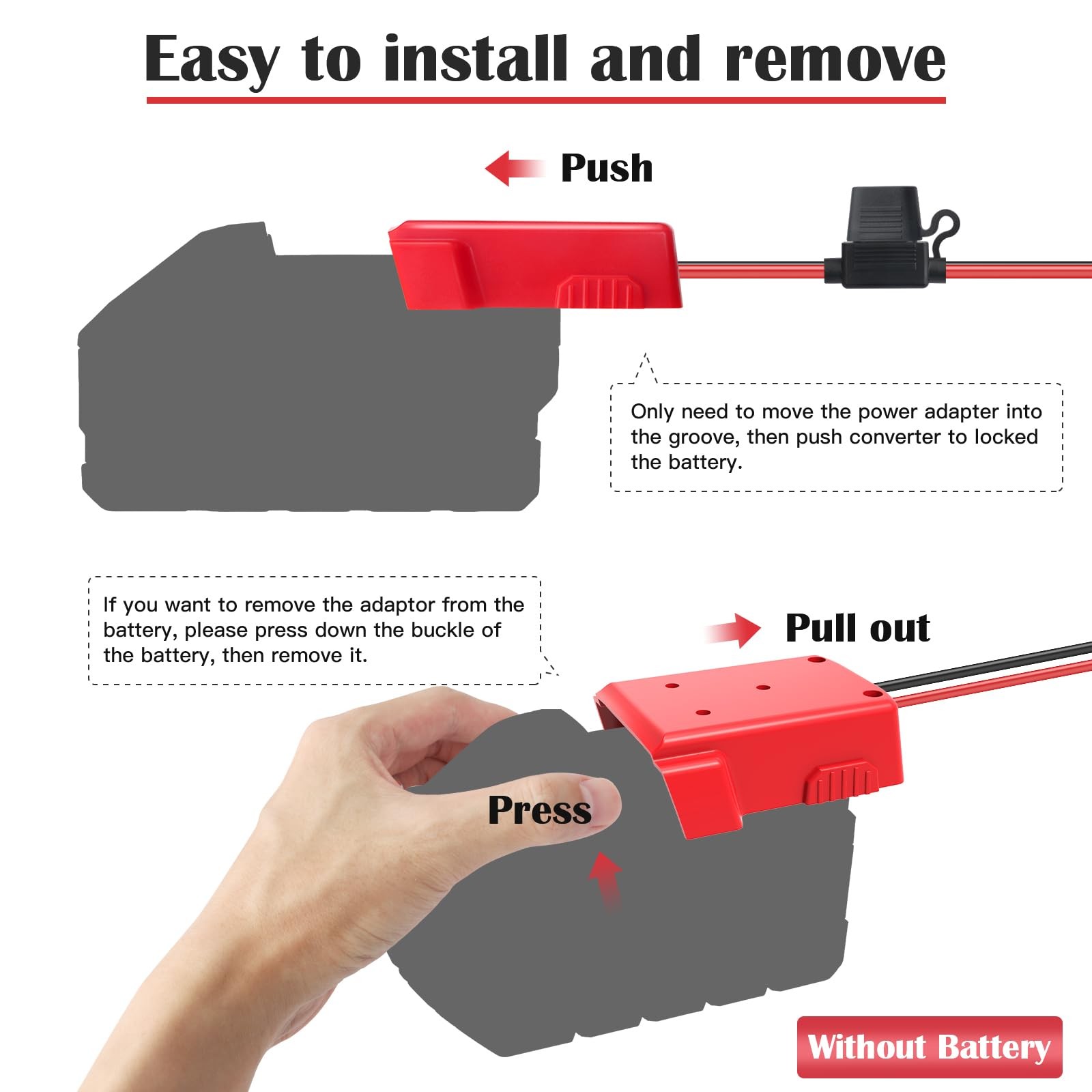 2 Packs Power Wheel Adapter for Milwaukee M18 Battery 18V 2 Pack