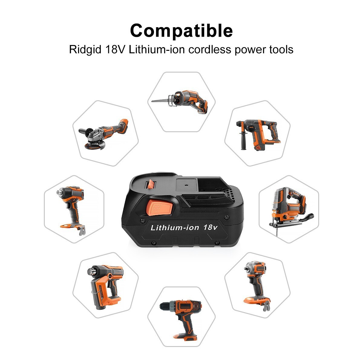 8000mAh Lithium-ion Battery For Ridgid 18V R840087 R840085 Rigid 18V Tool 7.0AH