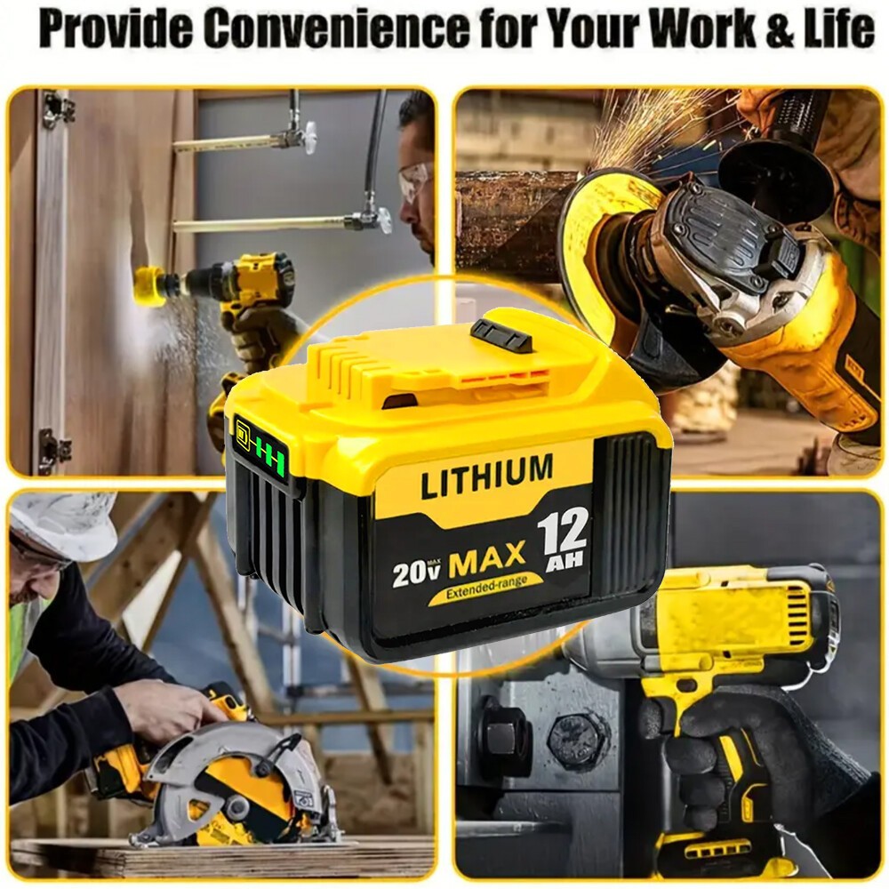 NEW Pack For DeWalt 20V 20 Volt Max 12.0AH Lithium Ion Battery DCB206-2 DCB205-2