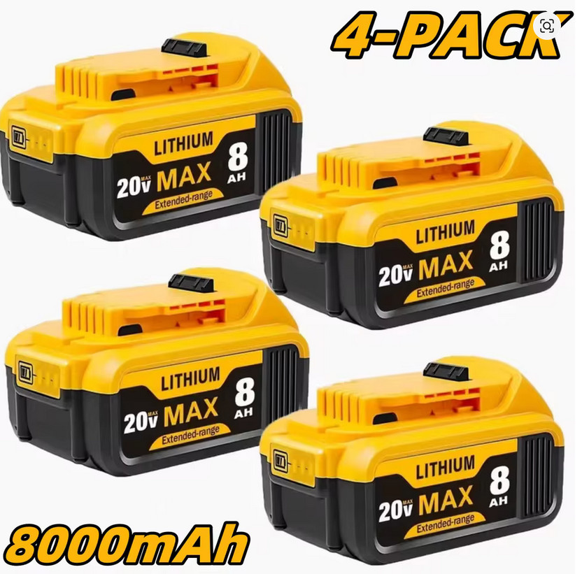 8.0 Ah for Dewalt 20V Lithium-Ion Batterry DCB200-2 DCB201 DCB203 DCB204