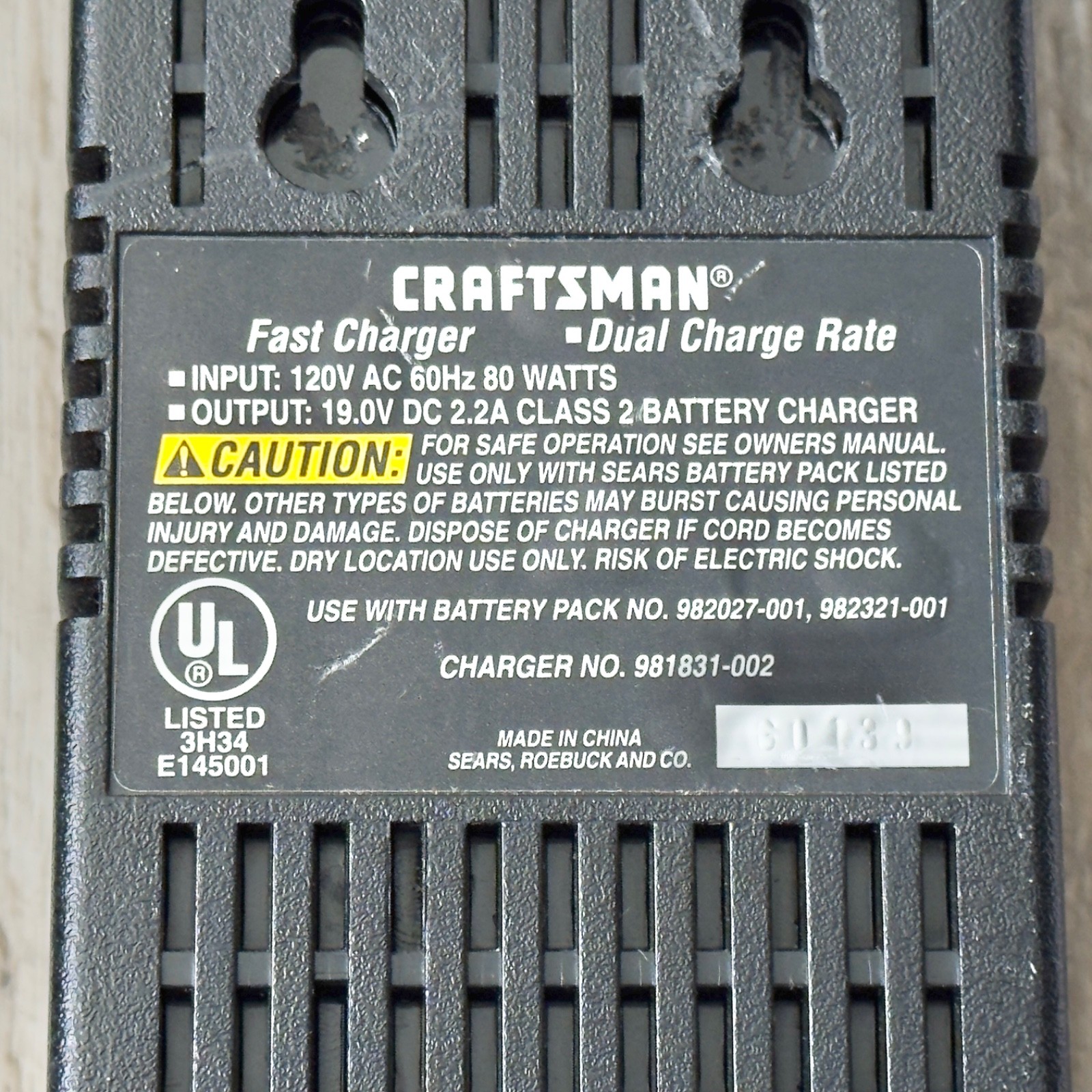 Craftsman 18.0v Battery Fast Charger Dual Charge Rate Model 981831-002 Tested