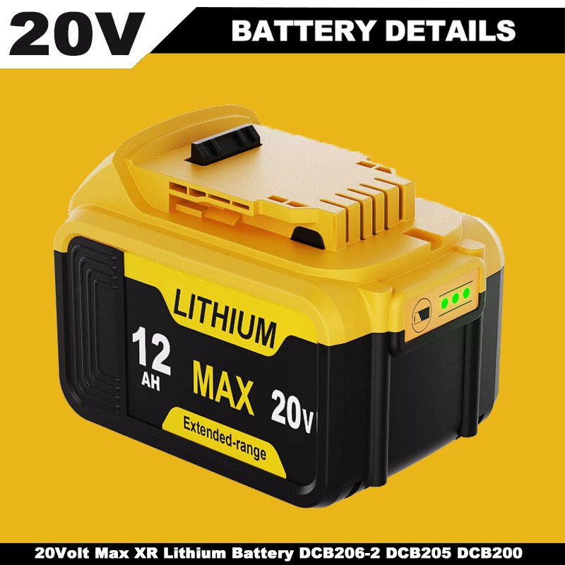 NEW Pack For DeWalt 20V 20 Volt Max 12.0AH Lithium Ion Battery DCB206-2 DCB205-2