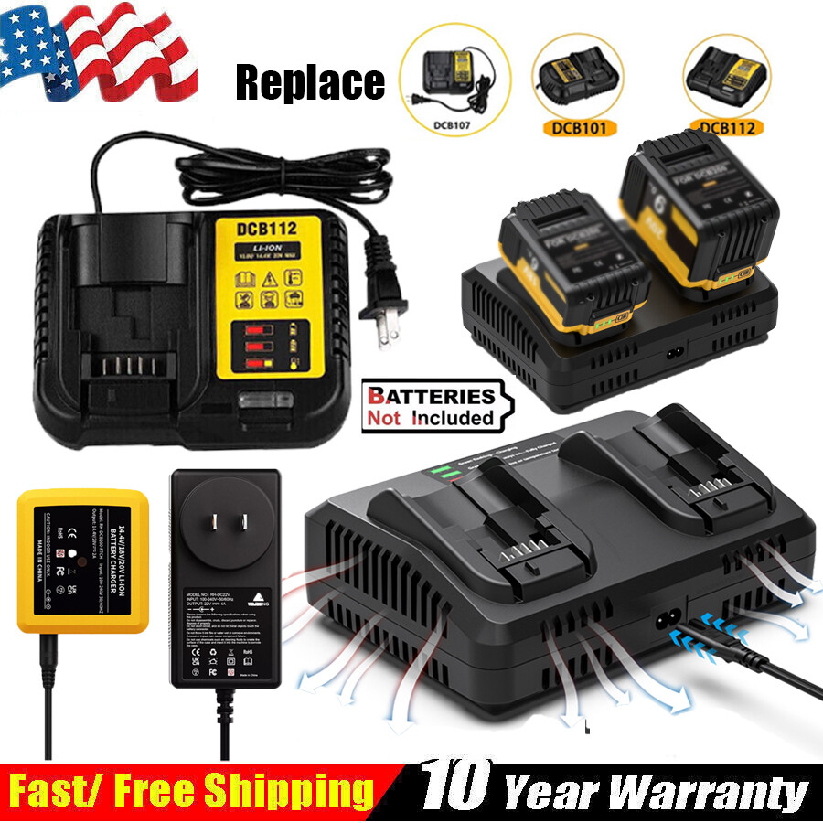 Replacement Battery Charger For Dewalt 20V 20 Volt Max Lithium Ion DCB112 DCB102