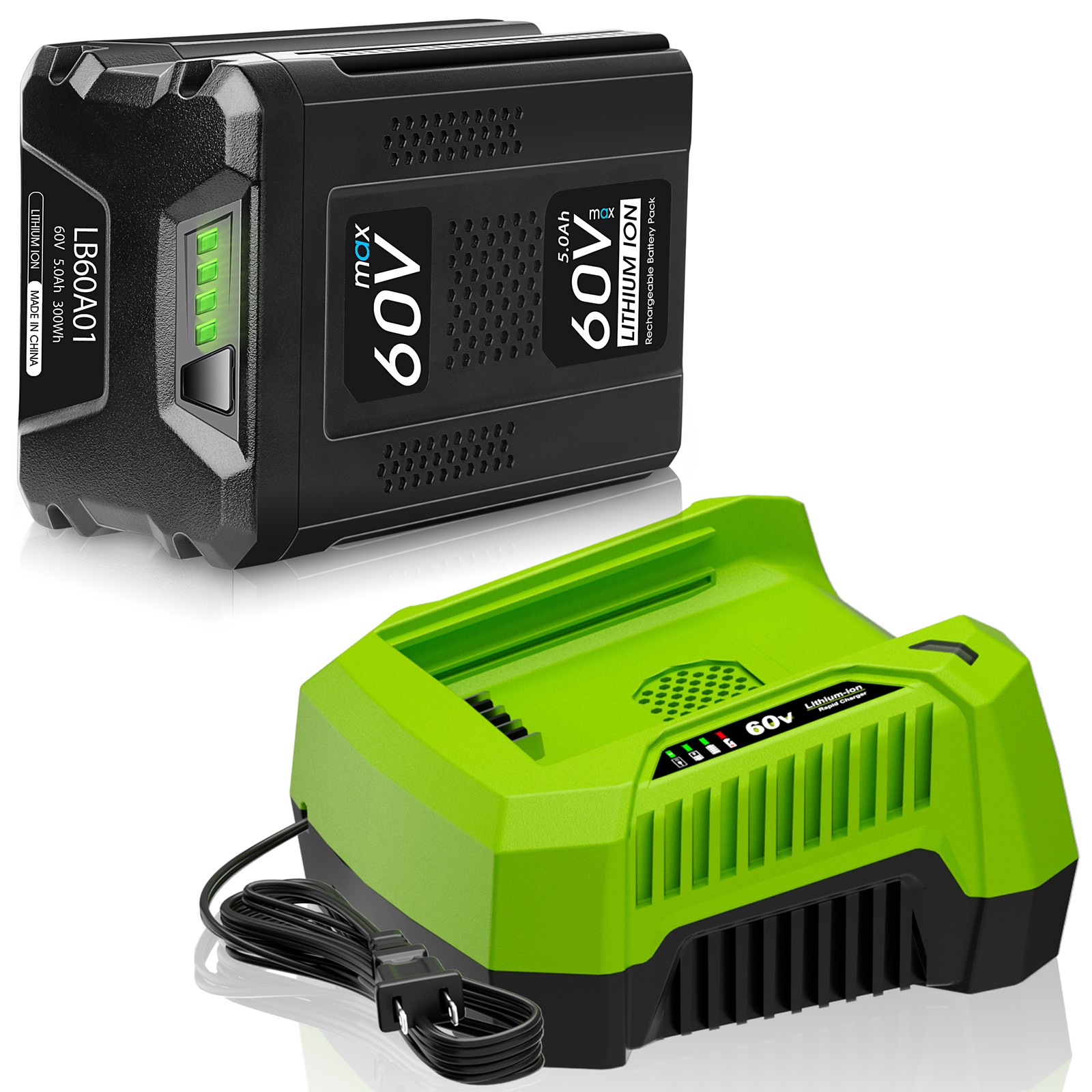 5.0Ah Battery + 6A Rapid Charger Kit For Greenworks 60V LB60A03 LB60A02 LB60A00