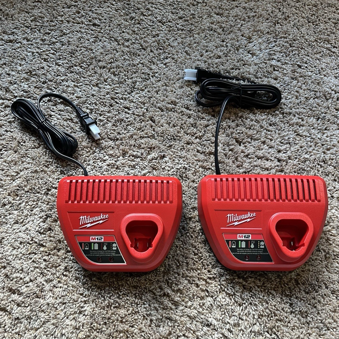 Milwaukee M12 Chargers w/ 2x 12V REDLITHIUM CP 1.5 AH Batteries & Carrying Case