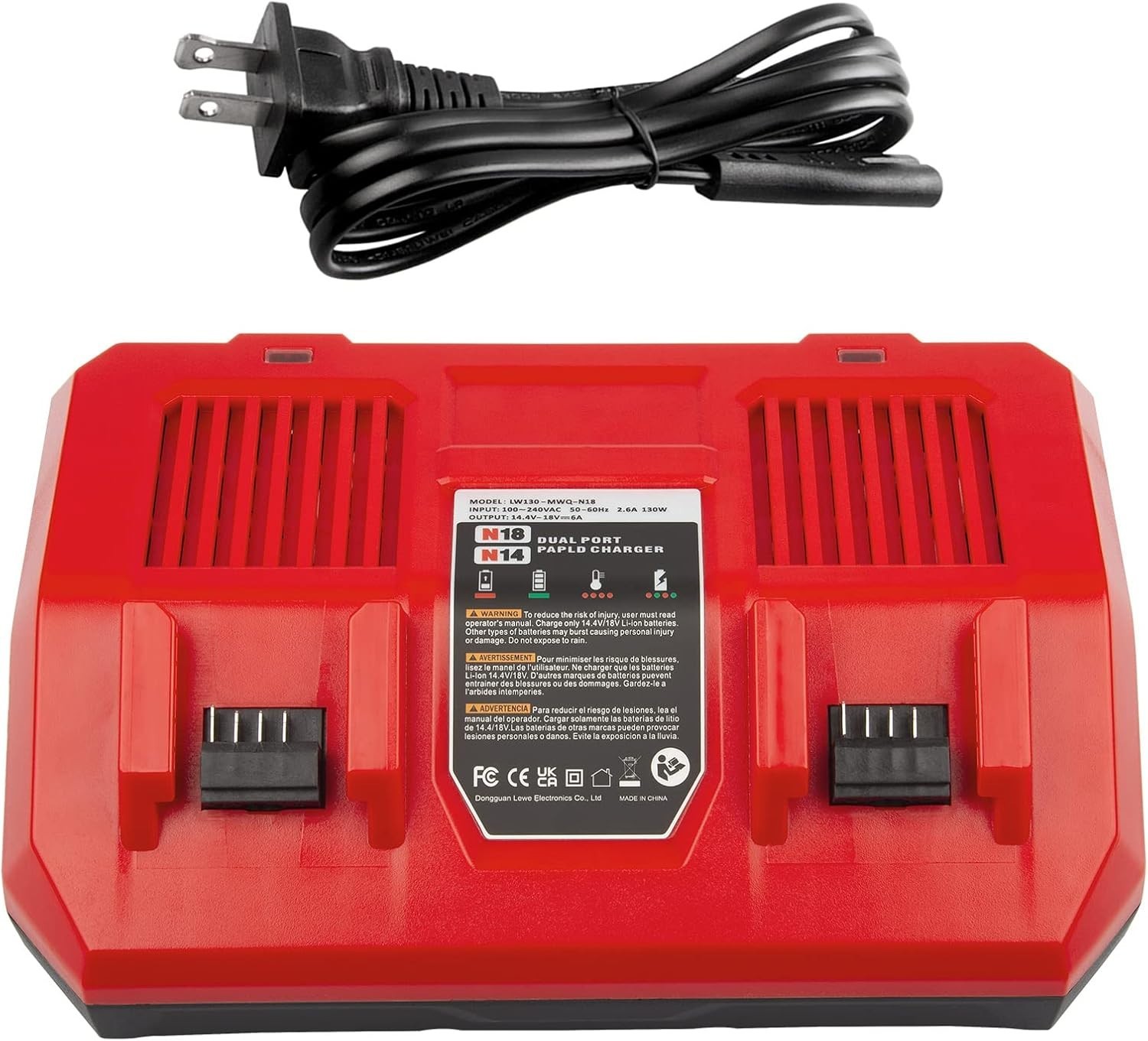Dual Battery Charger for Milwaukee MK-18 Lithium-Ion 14.4V-18V Rapid Charge