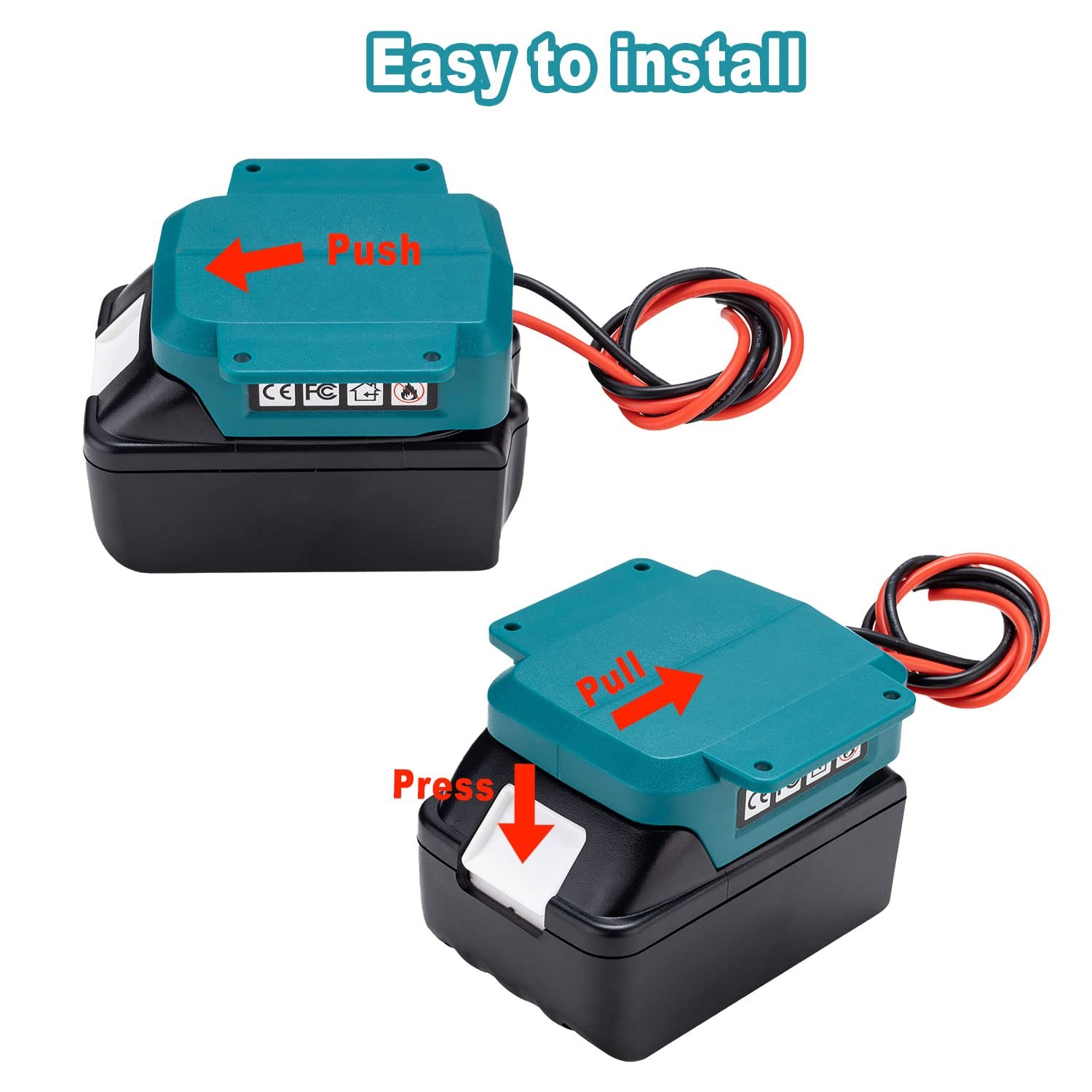 Power Battery Adapter Wheel for Makita 18V LXT with 80x70x25mm, blue