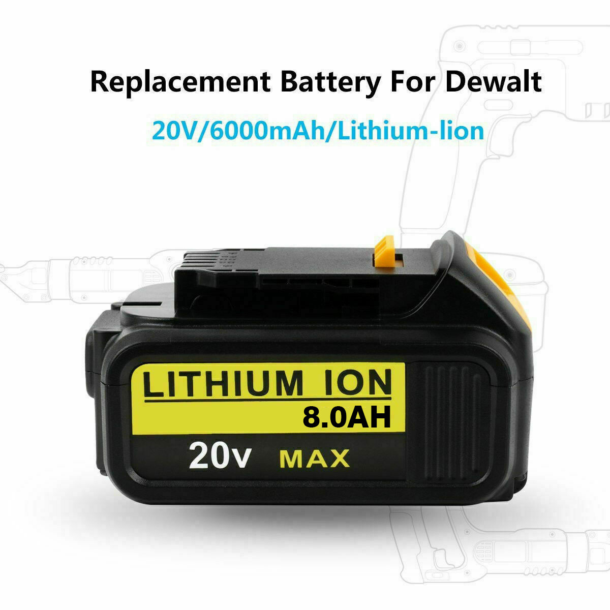 20V Max 8.0Ah 6Ah Lithium Battery / Charger For DeWalt 20 Volt DCB205-2 DCB206-2