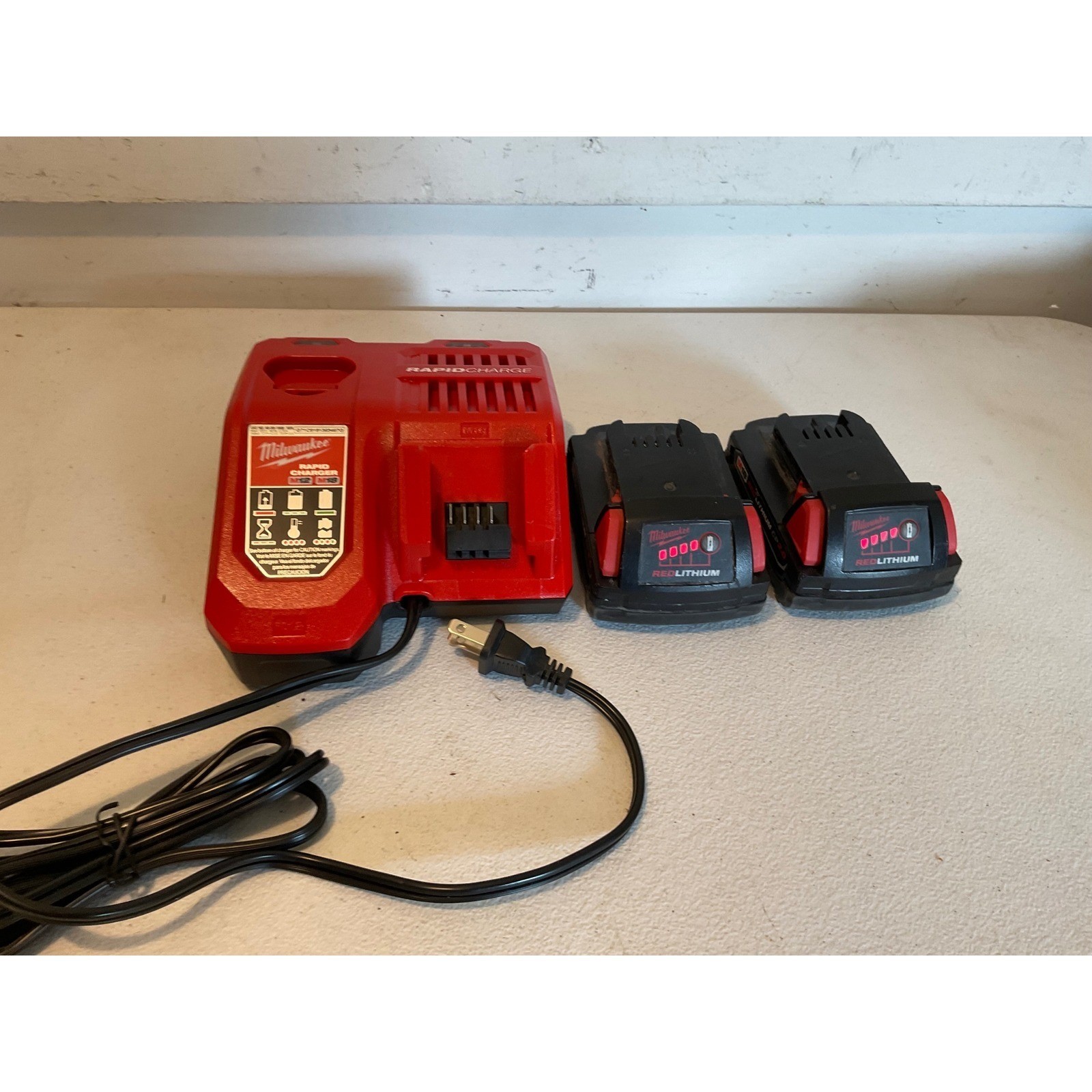 Milwaukee M18 M12 Rapid Charger with Two M18 2.0Ah Batteries