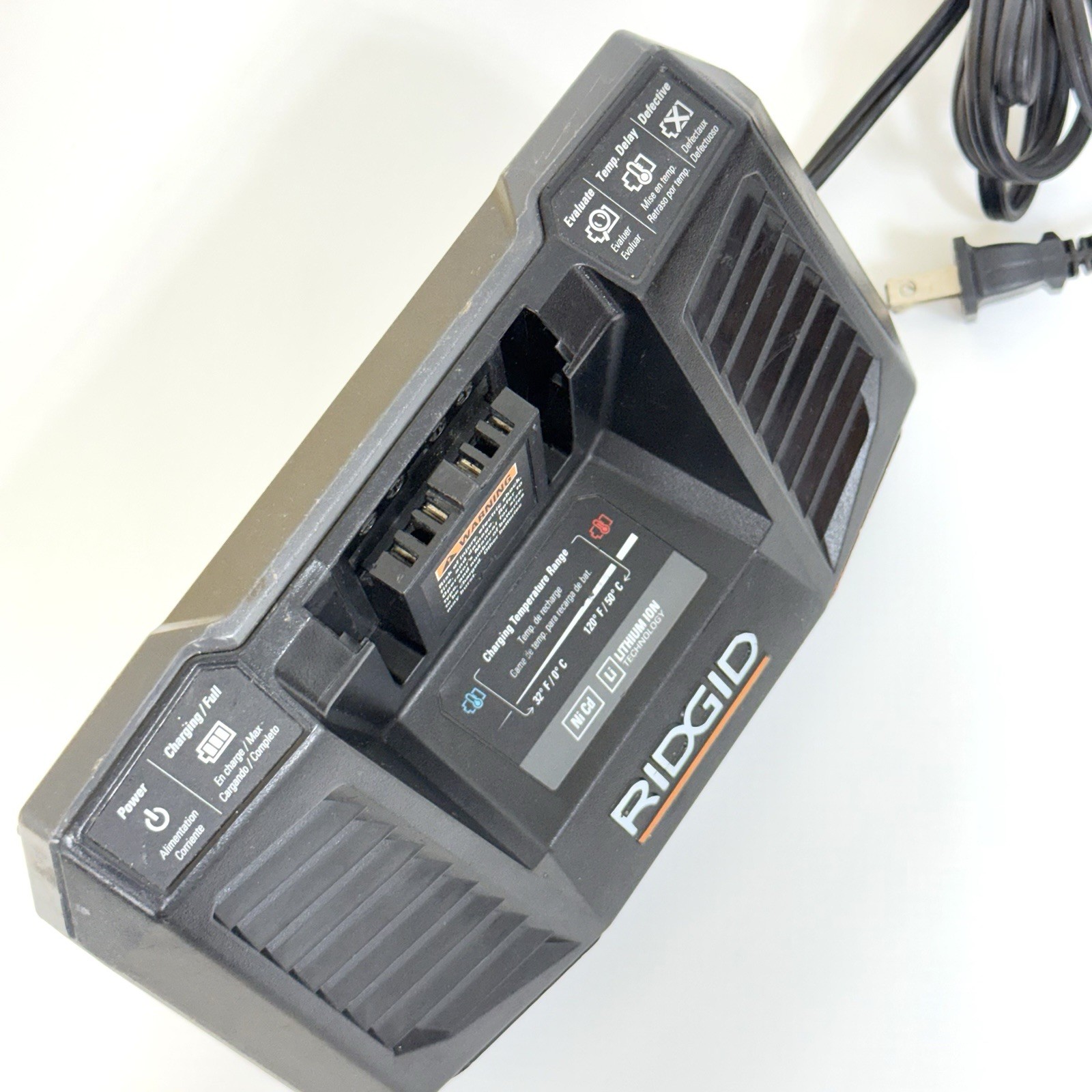 RIDGID GEN5X 9.6V-18V Battery Charger AC86095 NiCd Li-Ion Power Tool Charger