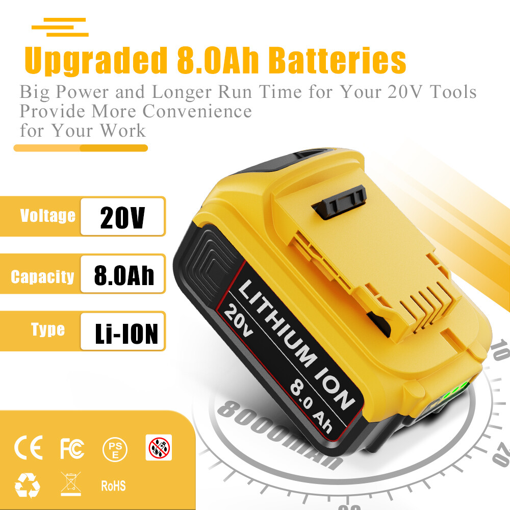For DeWalt 20V 20 Volt Max 8.0/9.0AH Lithium Battery or Charger DCB206 DCB200-2