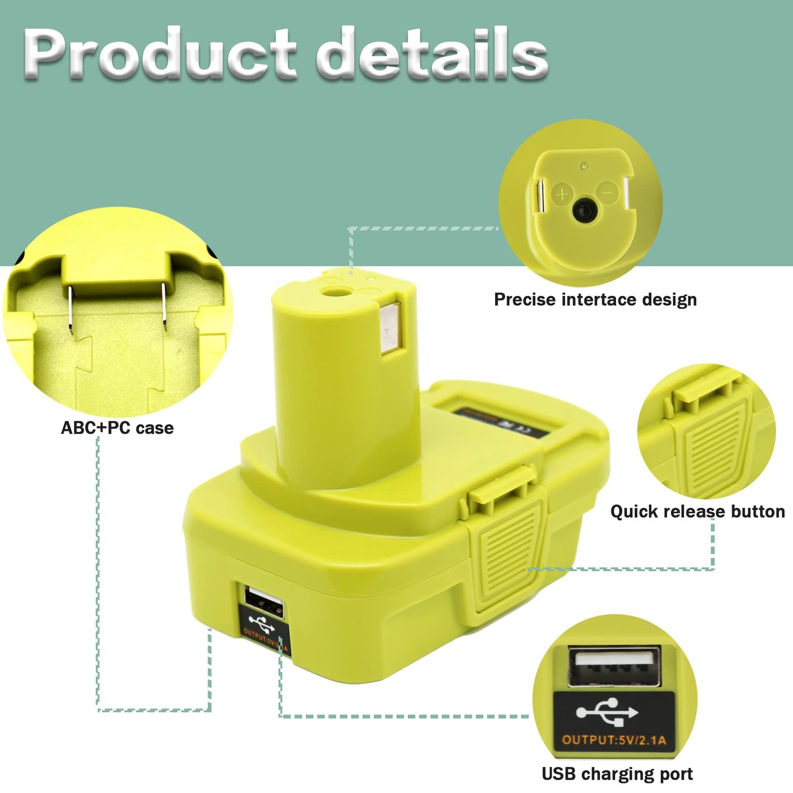 DM18RL Battery Adapter for Dewalt to Ryobi Adapter, Convert Green