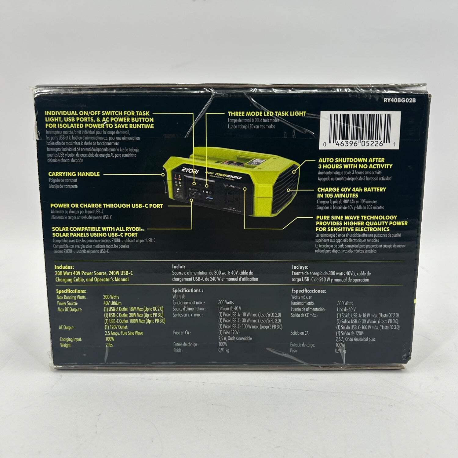 New Ryobi RY40BG02B 40V Power Source / Charger