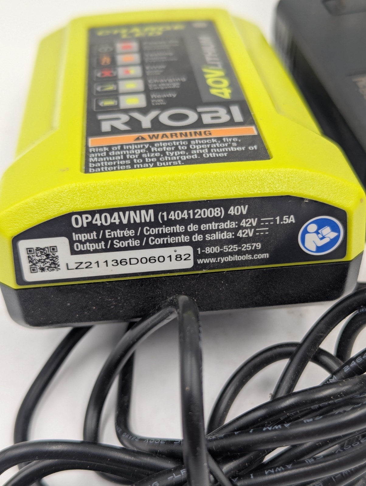 Ryobi OP404VNM 40v Lithium Battery Charger Trimmer Blower Chainsaw Hedger OEM