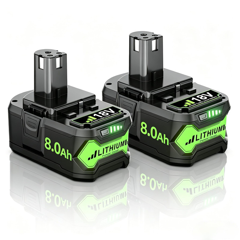 Junwood 2Pack 8000Mah Replacement For Ryobi 18V Battery 18 Volt Lithium Battery