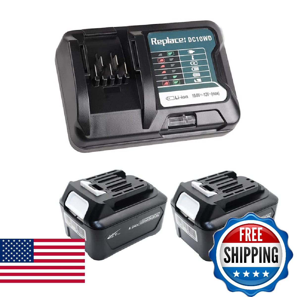 Qczred 2 Pack 4.0 Ah Bl1041B Dc10Wd Li-Ion Replace For Makita 12V Max Cxt